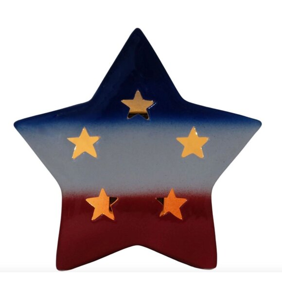 Celebrate Together Americana Red White Blue Star LED Solar Lantern NIB - Picture 2 of 4